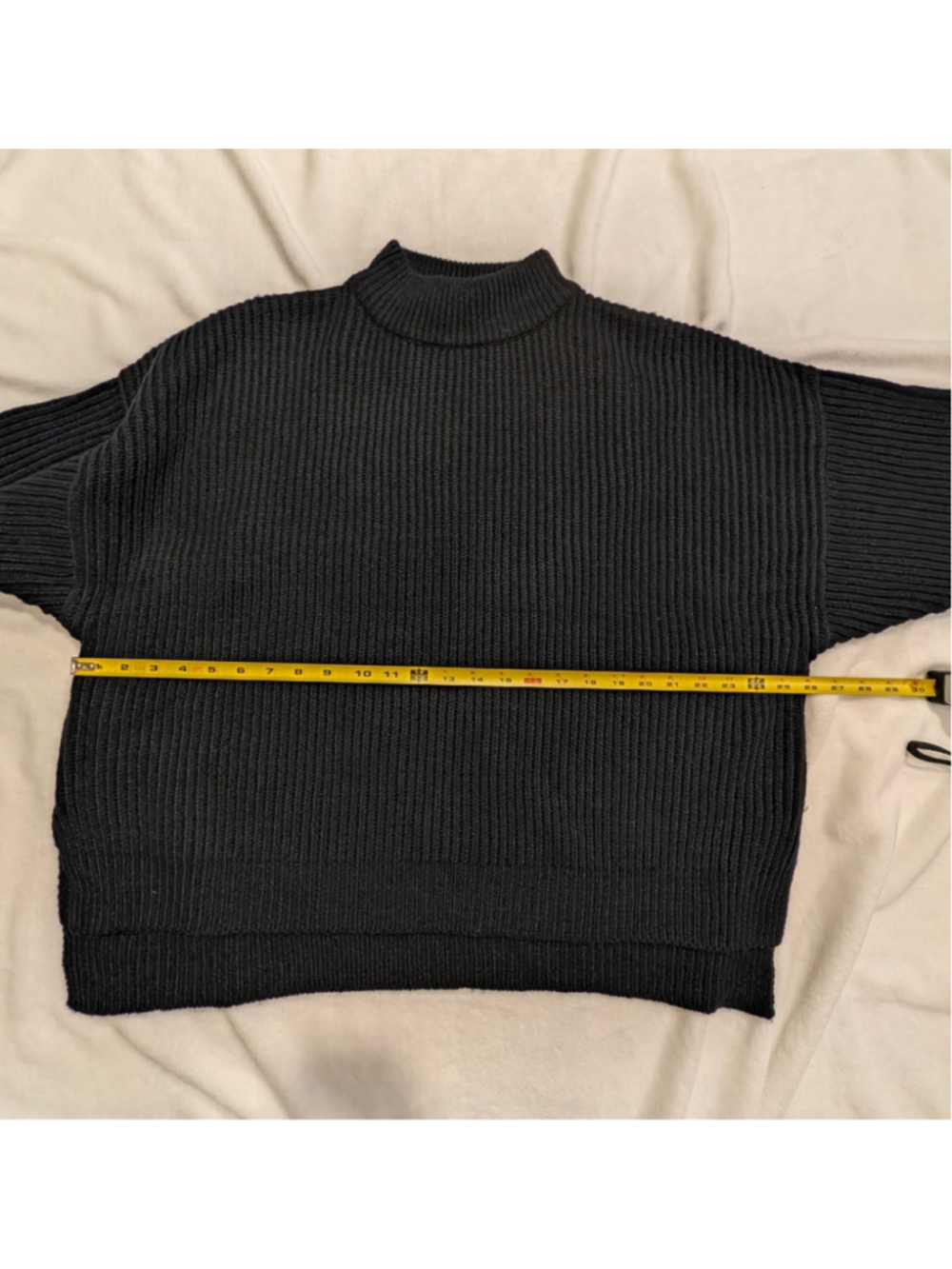 Topshop Ribbed Mock Neck Oversized Boxy Sweater Navy Size Medium - Picture 8 of 12